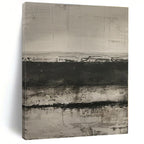 Black, White, Gray with Textured Bands "Monochrome Melody" Abstract Painting On Canvas PS1369