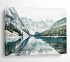 “Snowy Mountain & Lake Reflection” - Nature Landscape Painting On Canvas PT221
