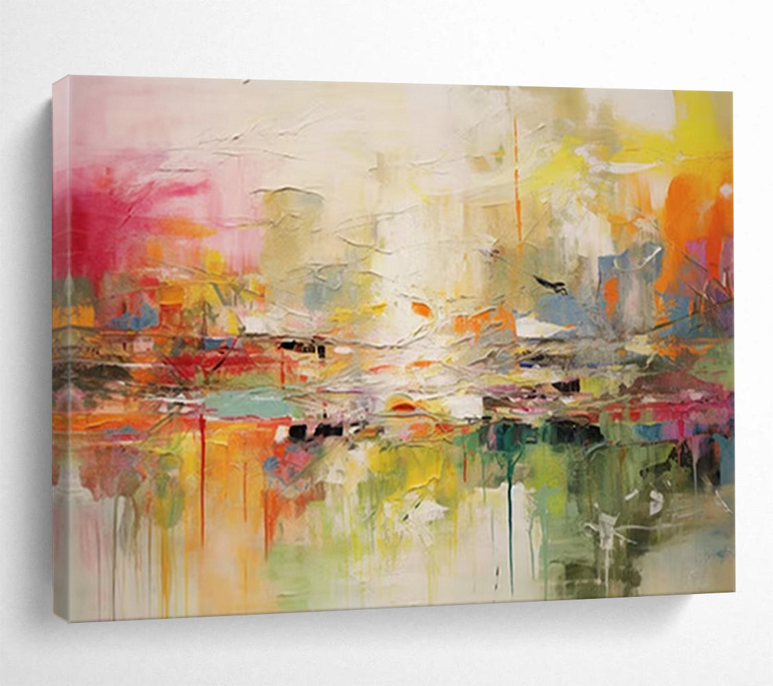 “Color - Burst Cityscape” - Vivid - Abstract Painting On Canvas PT1536