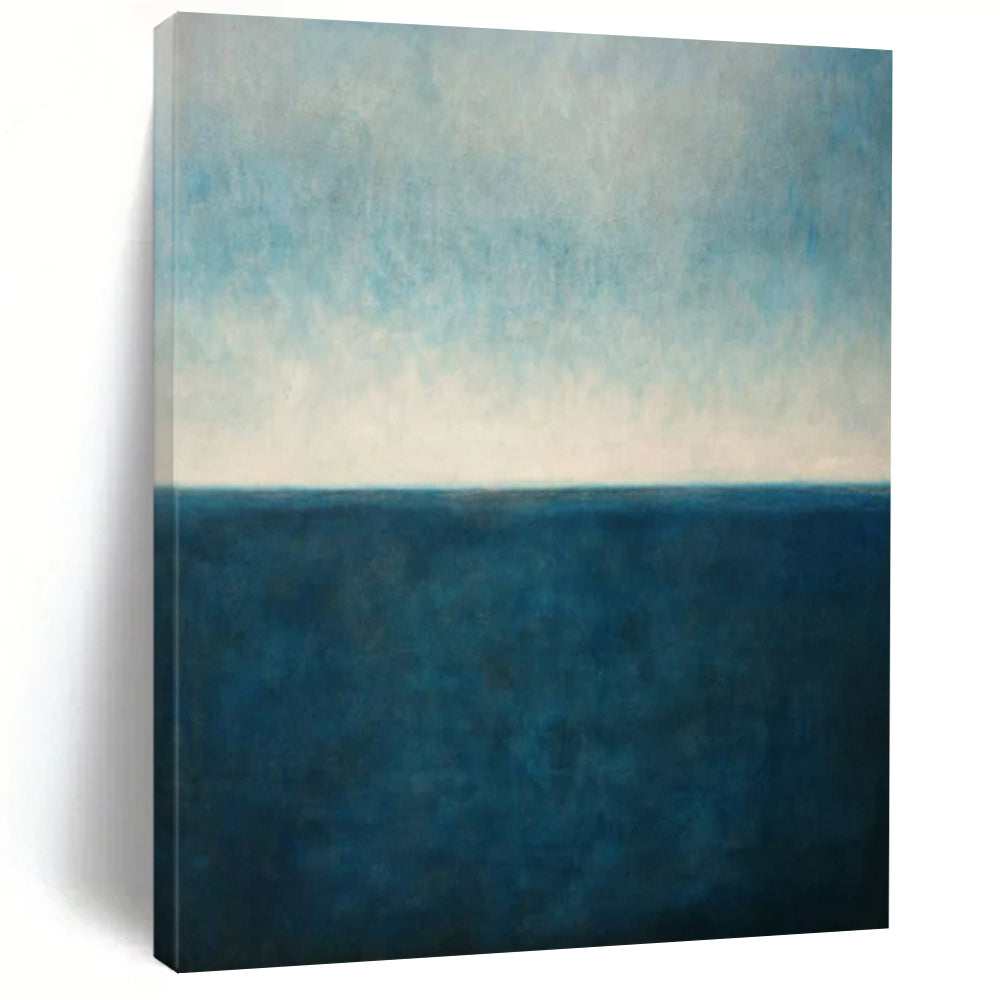 “Blue - White Sea Horizon” - Minimalist Seascape Painting On Canvas PT2326