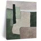 Green, Gray, Purple, White with Geometric Shapes "Muted Geometry" Abstract Painting On Canvas PS1434
