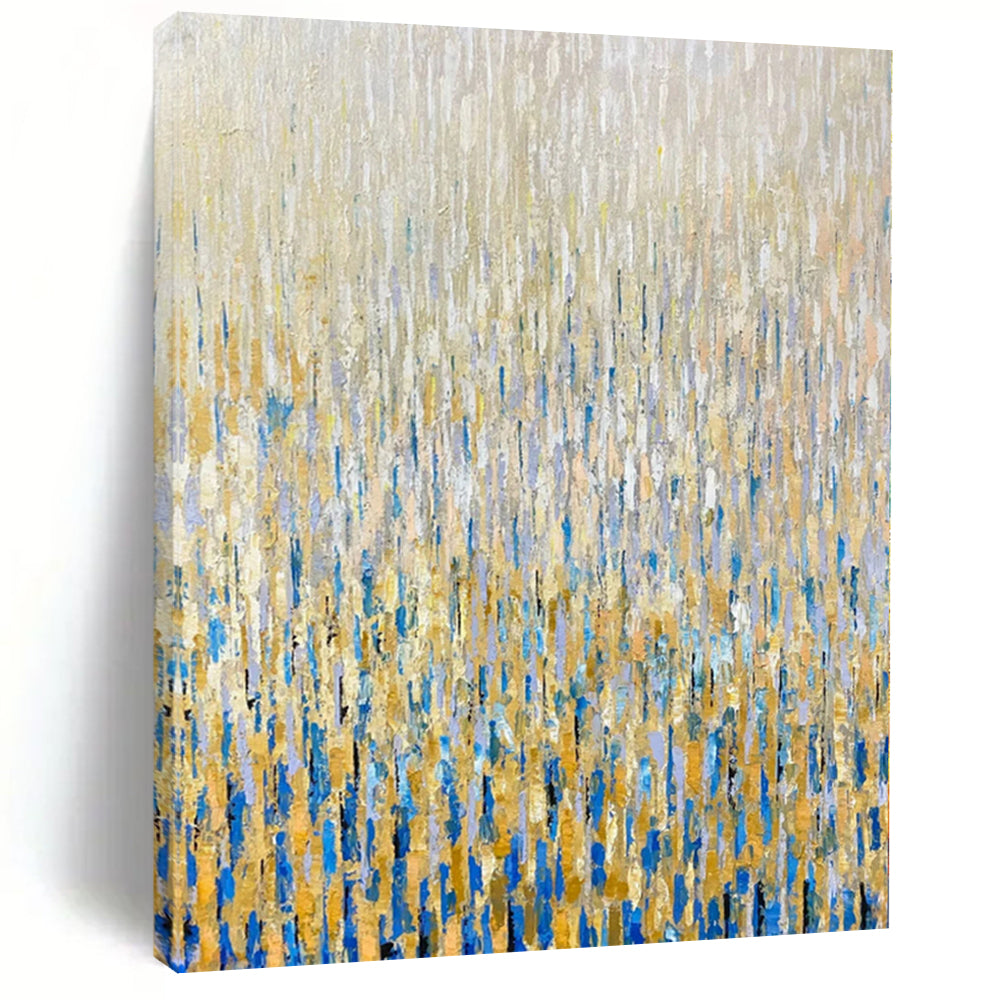 “Golden Rainfall Abstraction” - Impressionistic Abstract Painting On Canvas PS0195