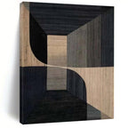 “Black - Beige Geometric Architectural” - Modern Abstract Painting On Canvas PS0136