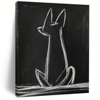 “Minimalist White Cat Silhouette” - Abstract Animal Painting On Canvas PT2027