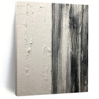 “Black and White Vertical Textured Stripes” - Minimalist Abstract Painting On Canvas DS382