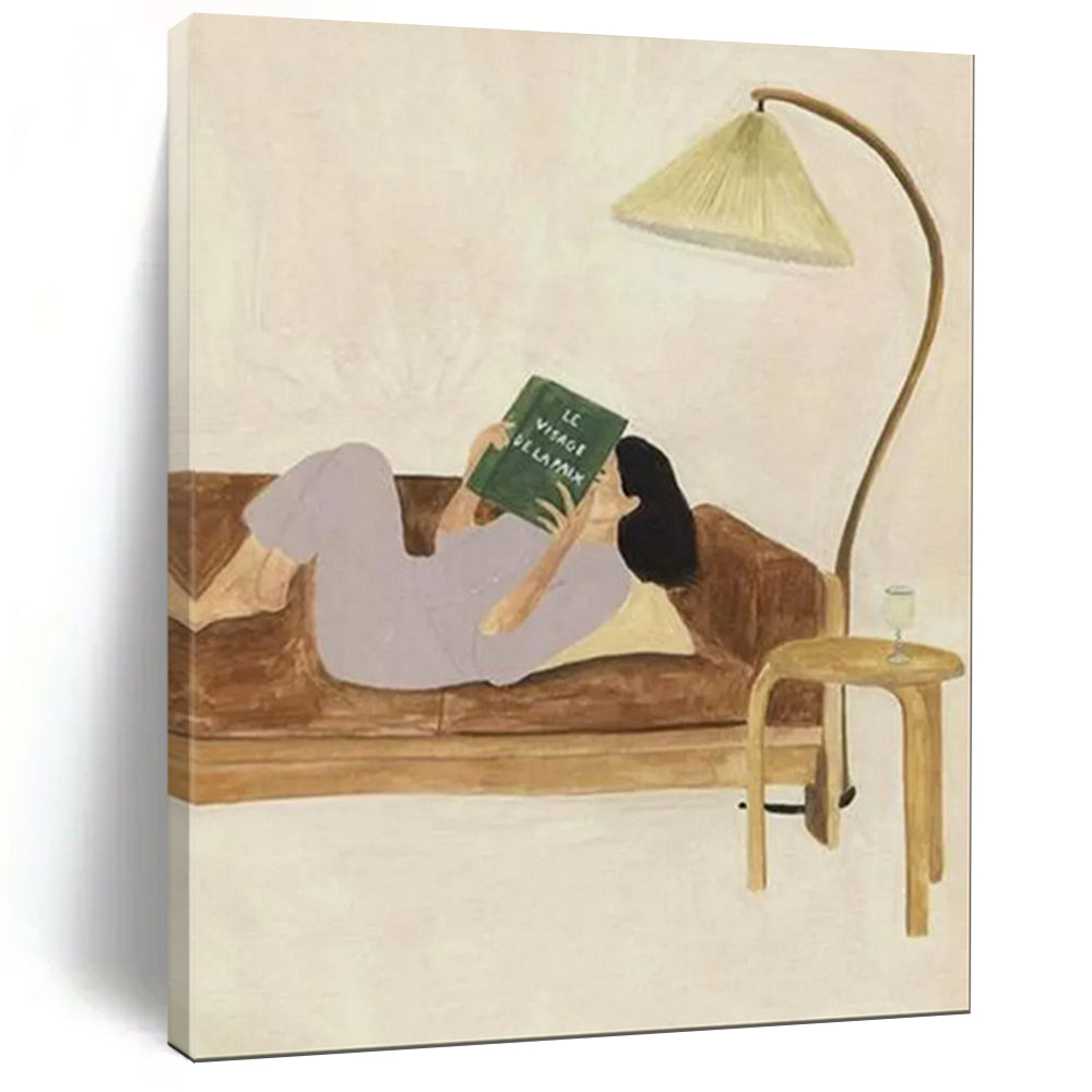 Cozy Reading Nook, Whimsical Figurative, Matisse - Inspired Palette, Painting On Canvas PT2107