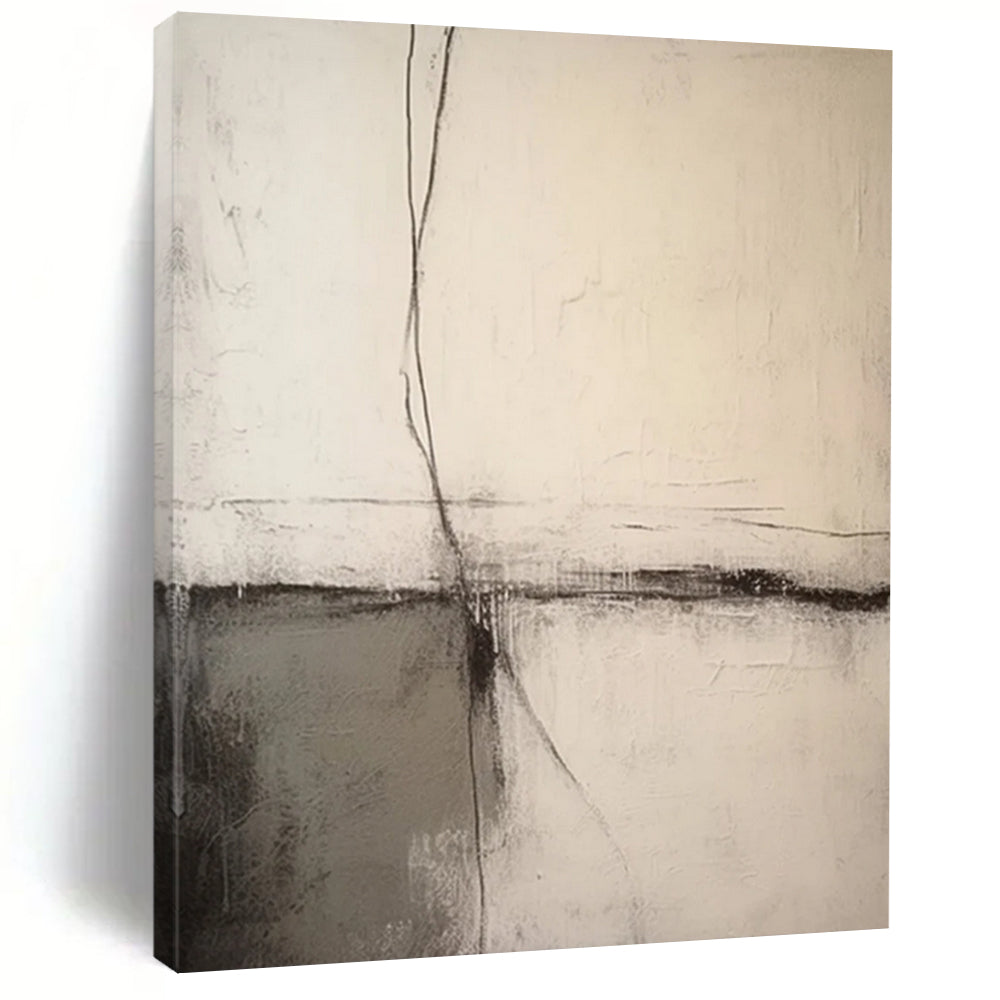 “Neutral Abstract Cross - Lines” - Subtle Abstract Painting On Canvas DS370