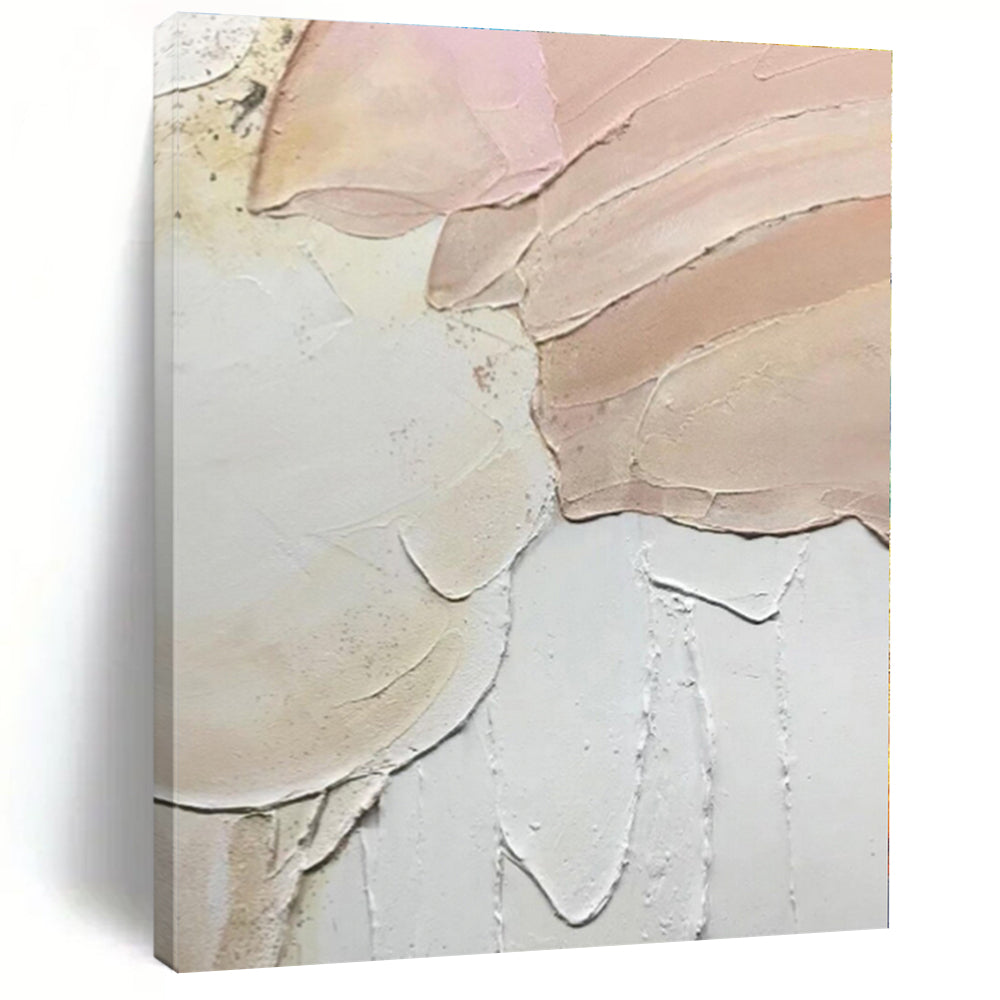“Soft Pink & White Textured Art” - Textured Abstract Painting On Canvas PS0409