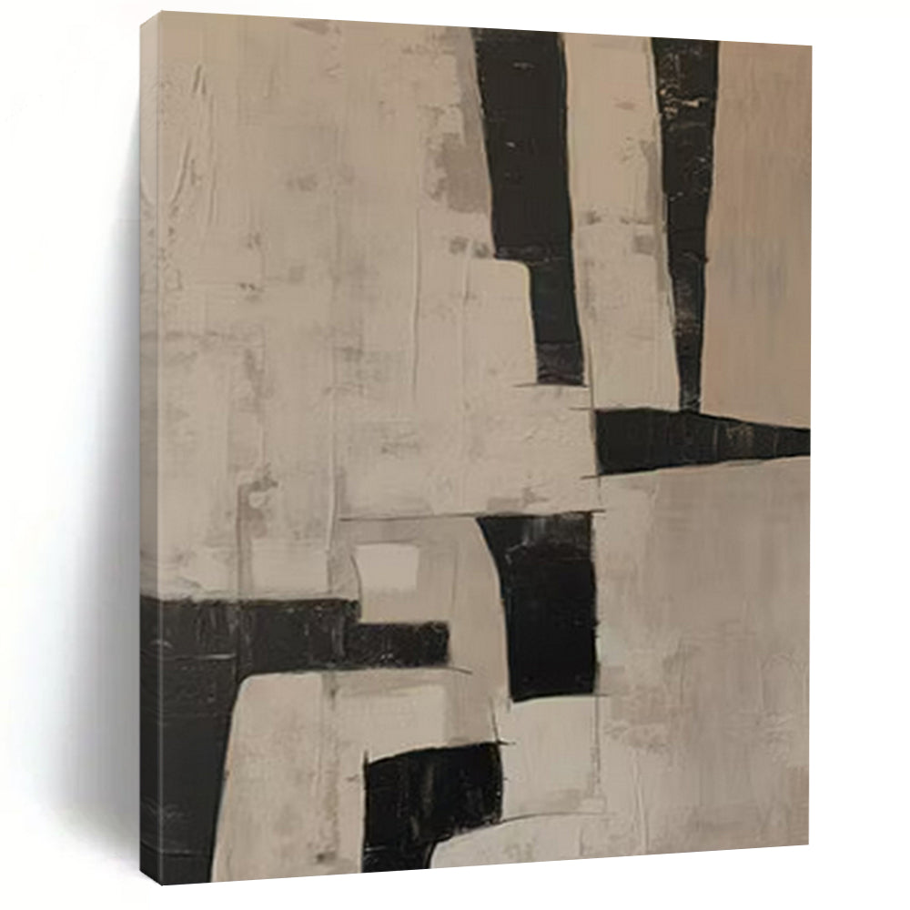Black and White Geometric, "Structured Simplicity" – Geometric Abstract Painting On Canvas PS0985