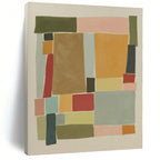 “Colorful Abstract Geometric Collage” - Cheerful Abstract Painting On Canvas PS0333