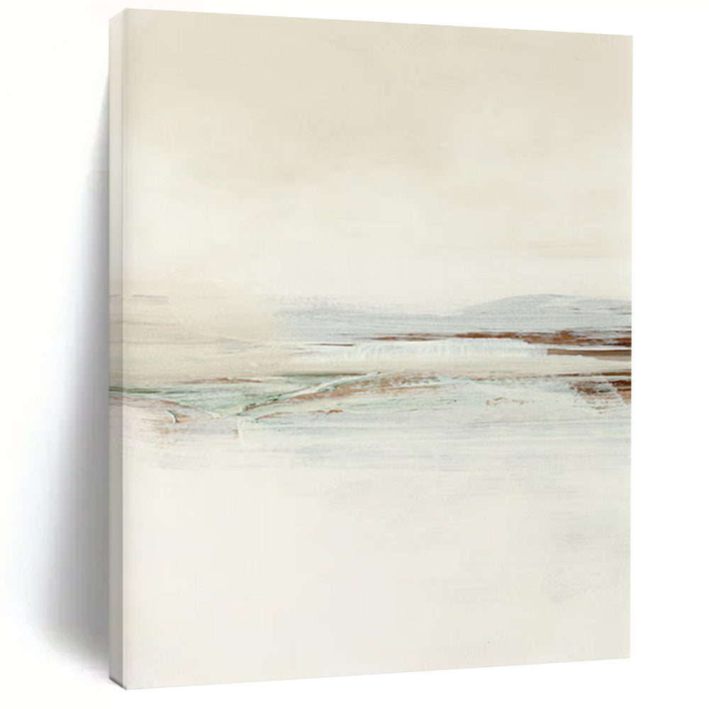 “Neutral Tones Abstract Landscape” - Beige, Gray & Subtle Greens Painting On Canvas DS224