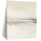 “Neutral Tones Abstract Landscape” - Beige, Gray & Subtle Greens Painting On Canvas DS224