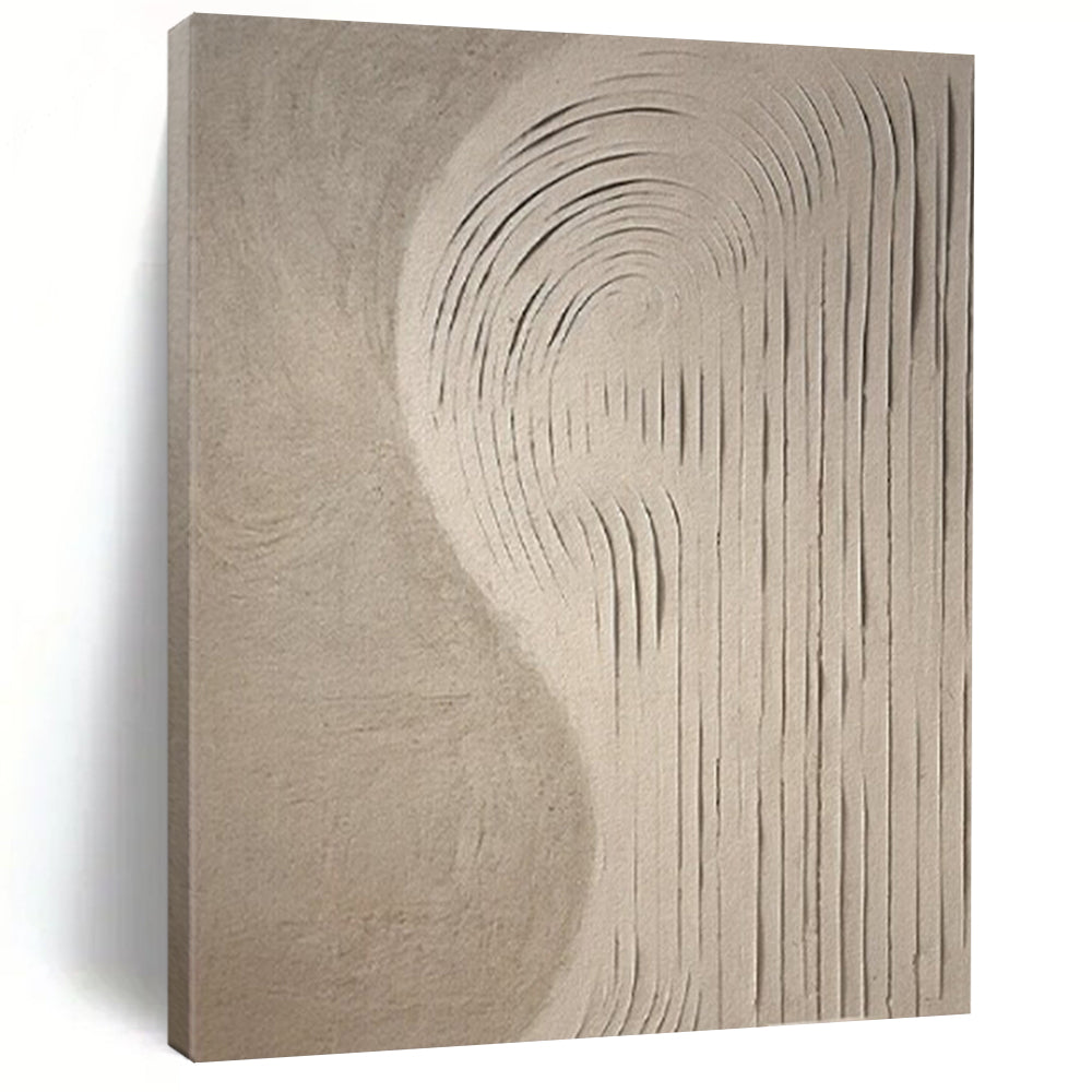 Beige Textured Lines, "Sandy Swirls" – Textured Abstract Painting On Canvas PS0958