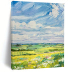Sunny Meadows Impressionistic Landscape, Painting On Canvas PT2150