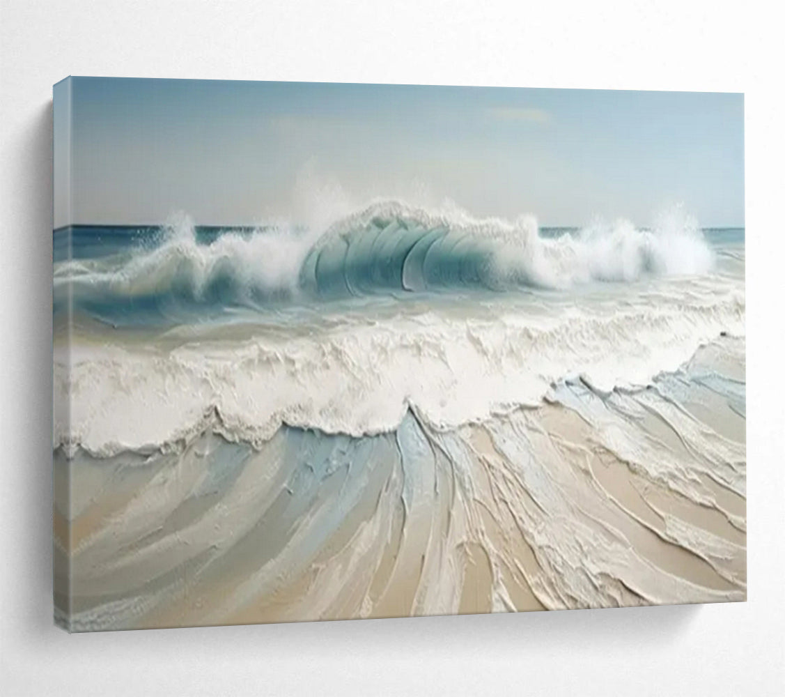 “Textured Blue - White Waves” - Impasto - Seaside Painting On Canvas PT1545