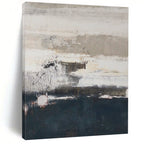 Gray, White, and Dark Blue Textured, "Moody Horizons" – Textured Abstract Painting On Canvas PS0984