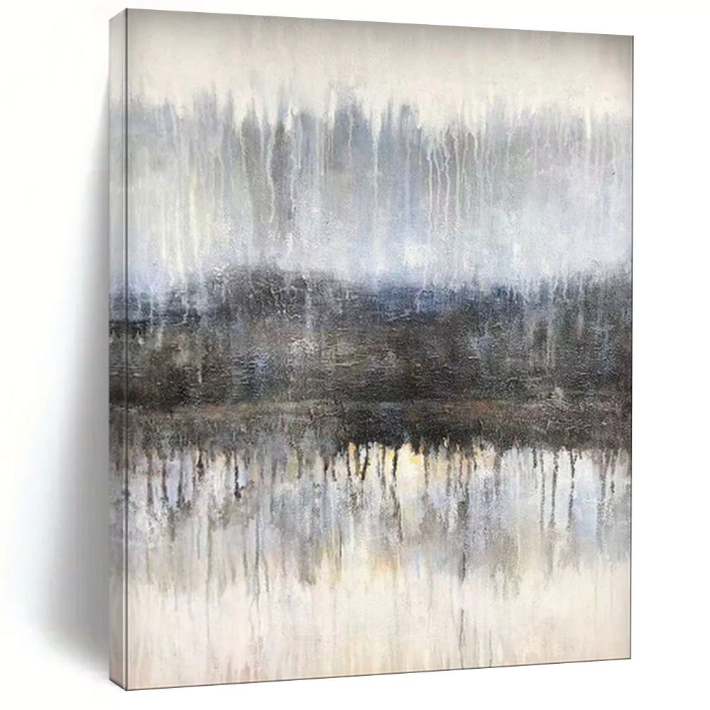 Misty Forest Reflection, Impressionistic Landscape, Oil Painting On Canvas PT2102