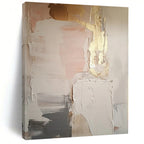 “Pink - Beige - Gold Abstract” - Soft Abstract Painting On Canvas PS0092
