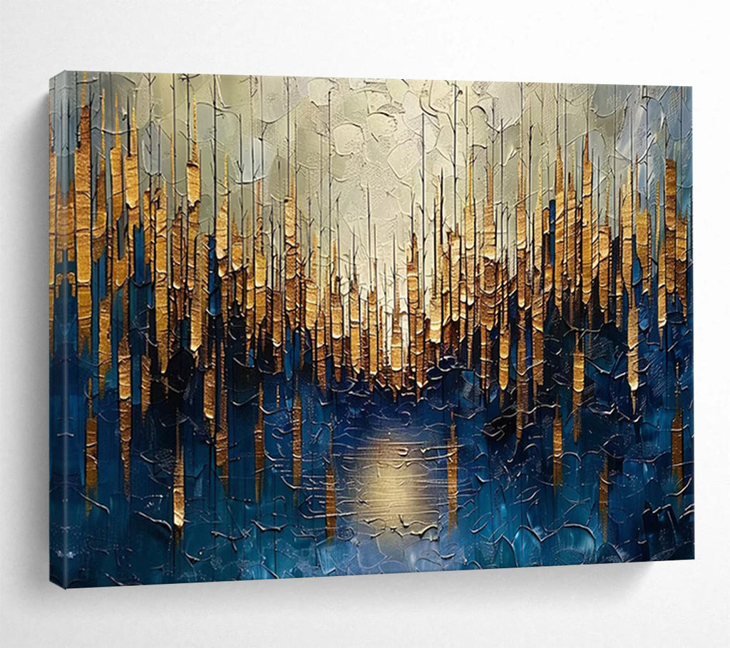 “Golden Forest Abstract” - Textured Landscape Painting On Canvas PT157