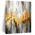 Gray and Gold Abstract, "Gilded Mist" – Abstract Textured Painting On Canvas PS0923