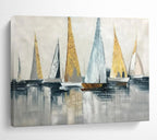 “Gold - Accented Sailboat Abstract” Abstract Painting On Canvas DKS169