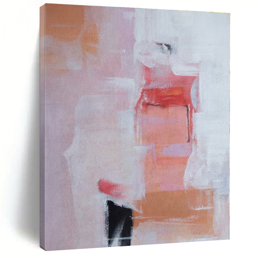 Pink, Orange, White with Soft Shapes "Blush Harmony" Abstract Painting On Canvas PS1385