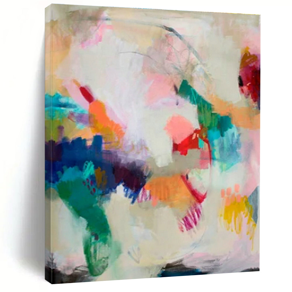“Colorful Abstract Fusion” - Multicolor, Light - colored Abstract Expressionist Painting PS0597