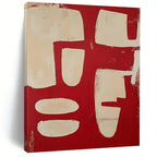 “Red and White Abstract Forms” - Color Field Painting On Canvas PT2367