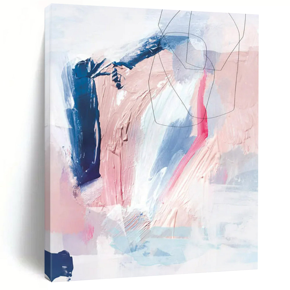 “Pink - Blue Abstract” - Soft Abstract Painting On Canvas PT2311
