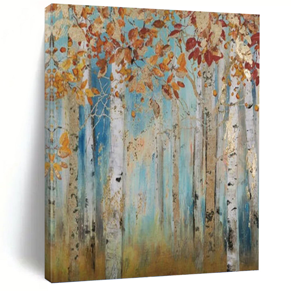 “Golden Autumn Birch Forest” - Impressionist - Inspired Landscape Painting On Canvas PT1437