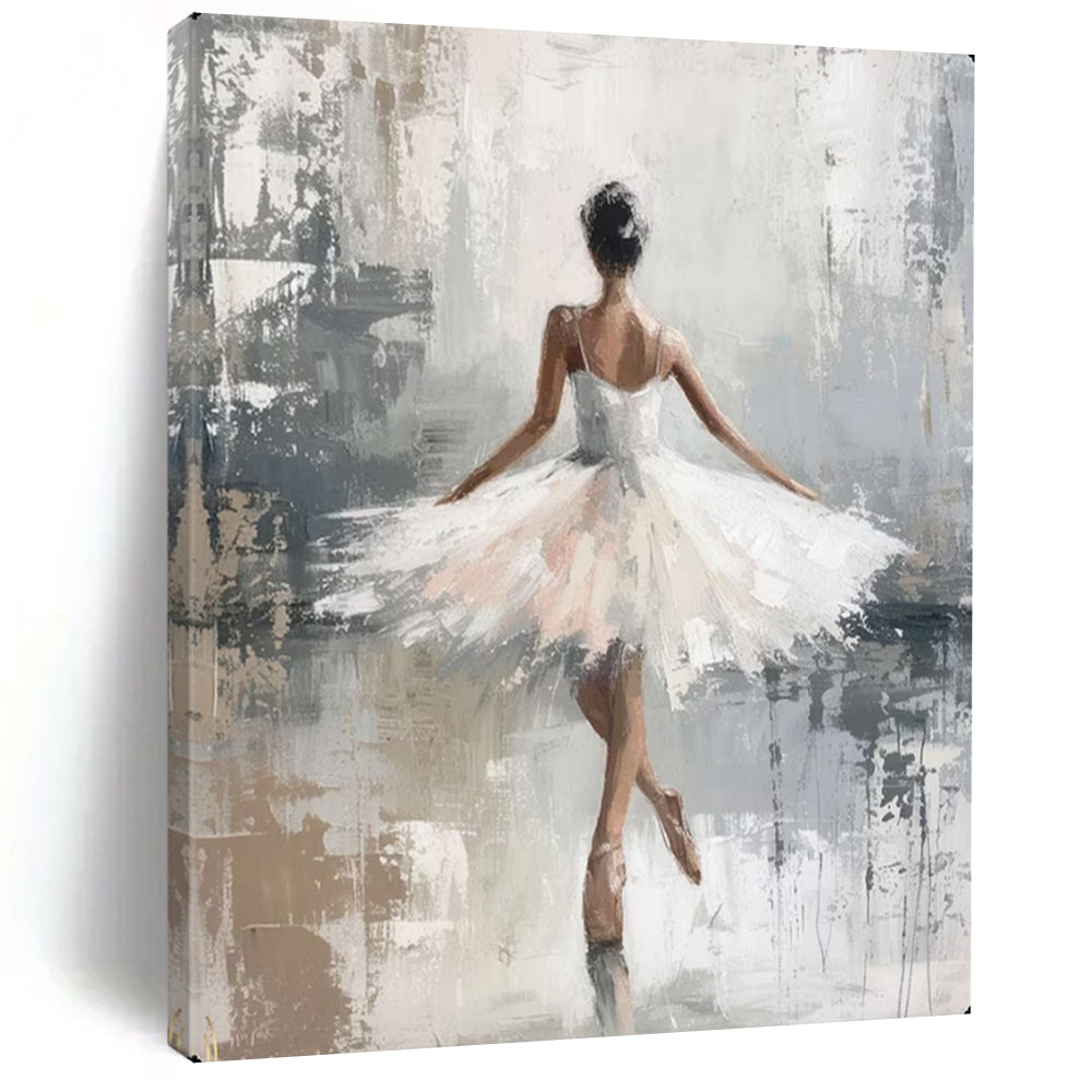 “Ballerina in White” - Impressionistic Oil Painting On Canvas PT2174