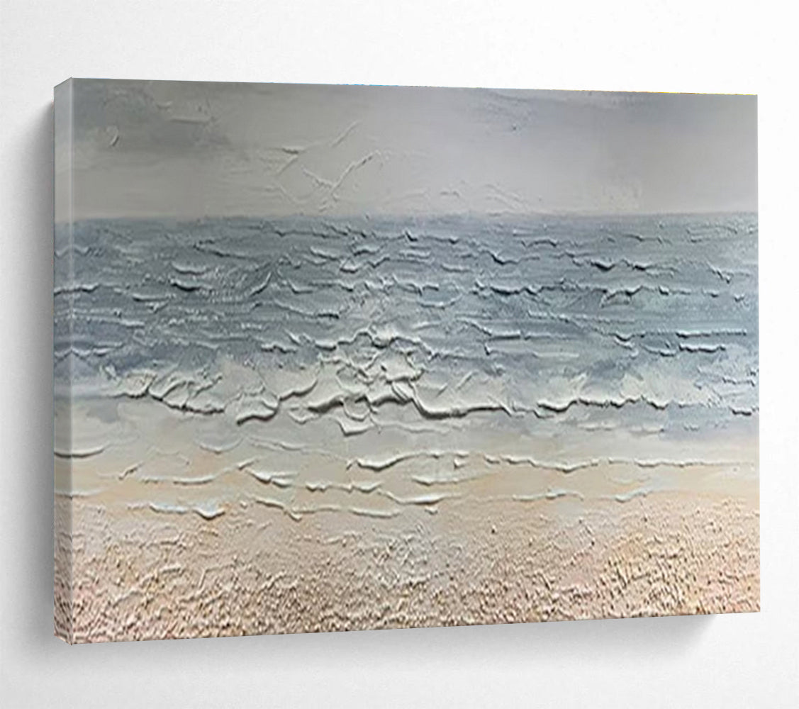 “Textured Gray Sea” - Impasto Oil Seascape Painting On Canvas DKS865
