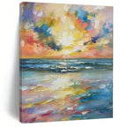 Blue, Yellow, Pink, Purple, Orange with Vivid Impasto "Tropical Dusk" Impasto Painting On Canvas PS1392