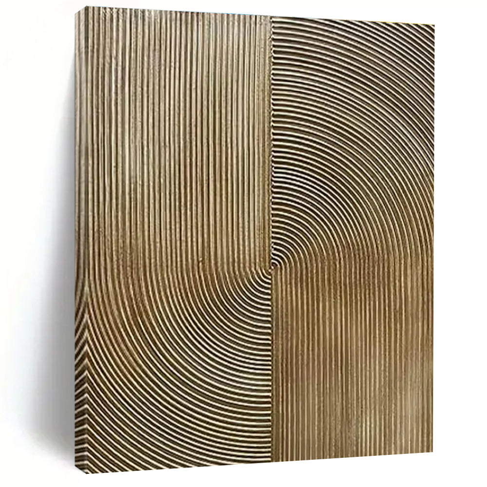 Golden Curved Lines, "Ripple Harmony" – Minimalist Abstract Painting On Canvas PS0885
