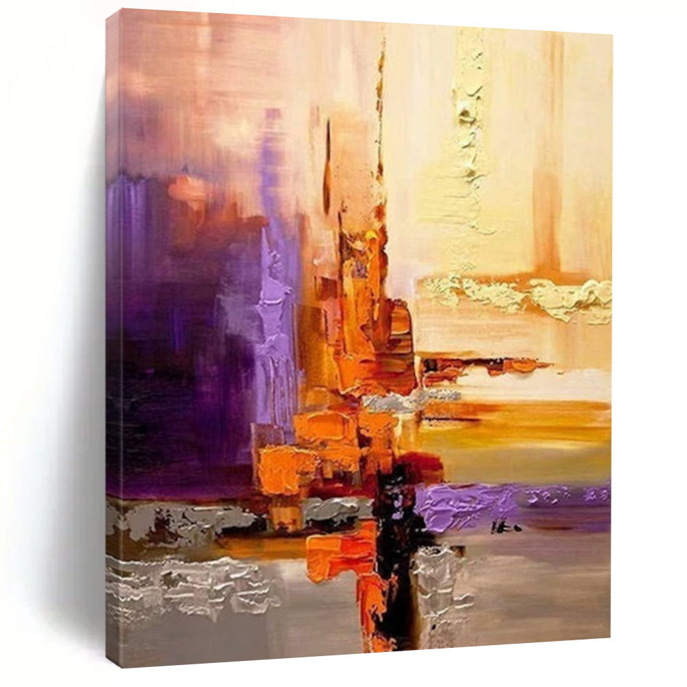 “Purple & Orange Urban Abstract” - City - Inspired Abstract Painting On Canvas DS278