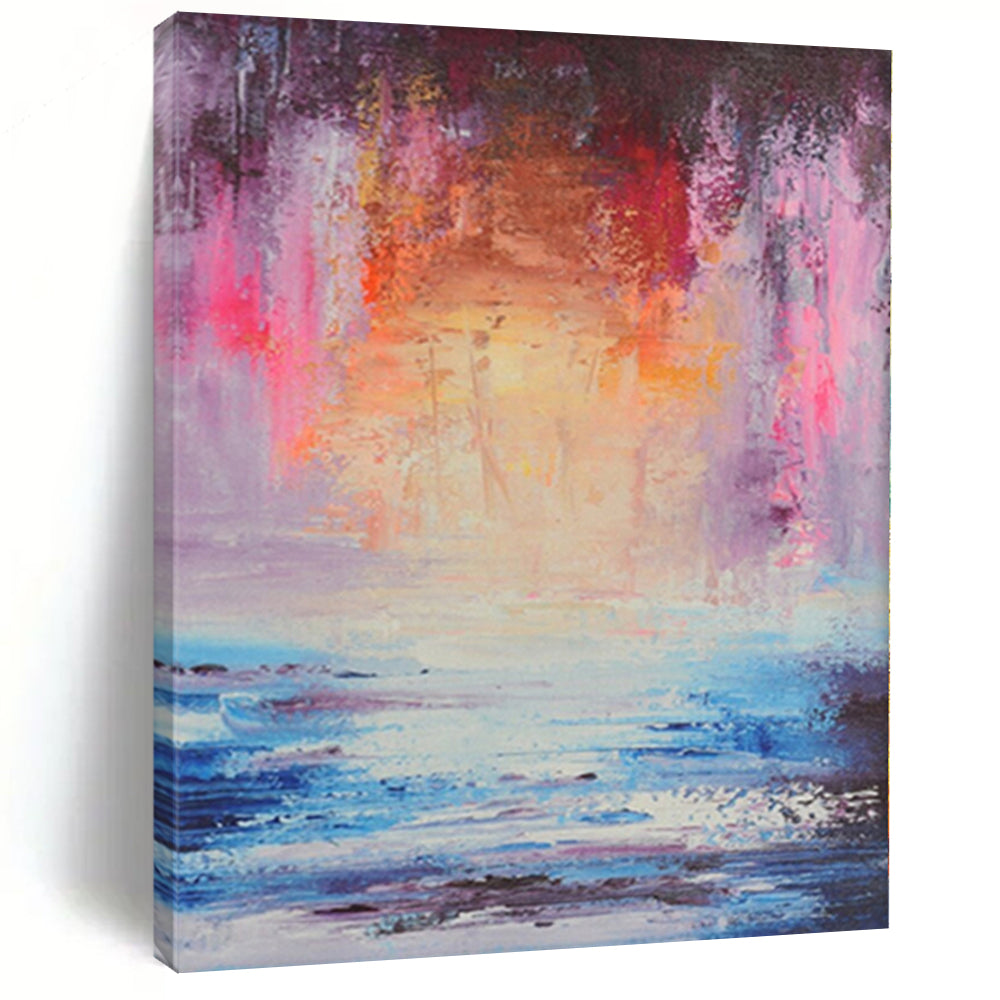 “Colorful Abstract Seaside Sunset” - Abstract Impressionist Painting On Canvas PS0028