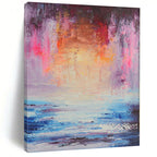“Colorful Abstract Seaside Sunset” - Abstract Impressionist Painting On Canvas PS0028