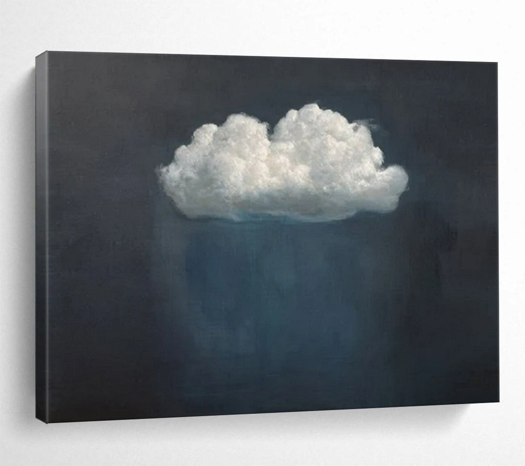 “White Cloud on Dark Blue” - Dreamy Simplicity Painting On Canvas PT1524