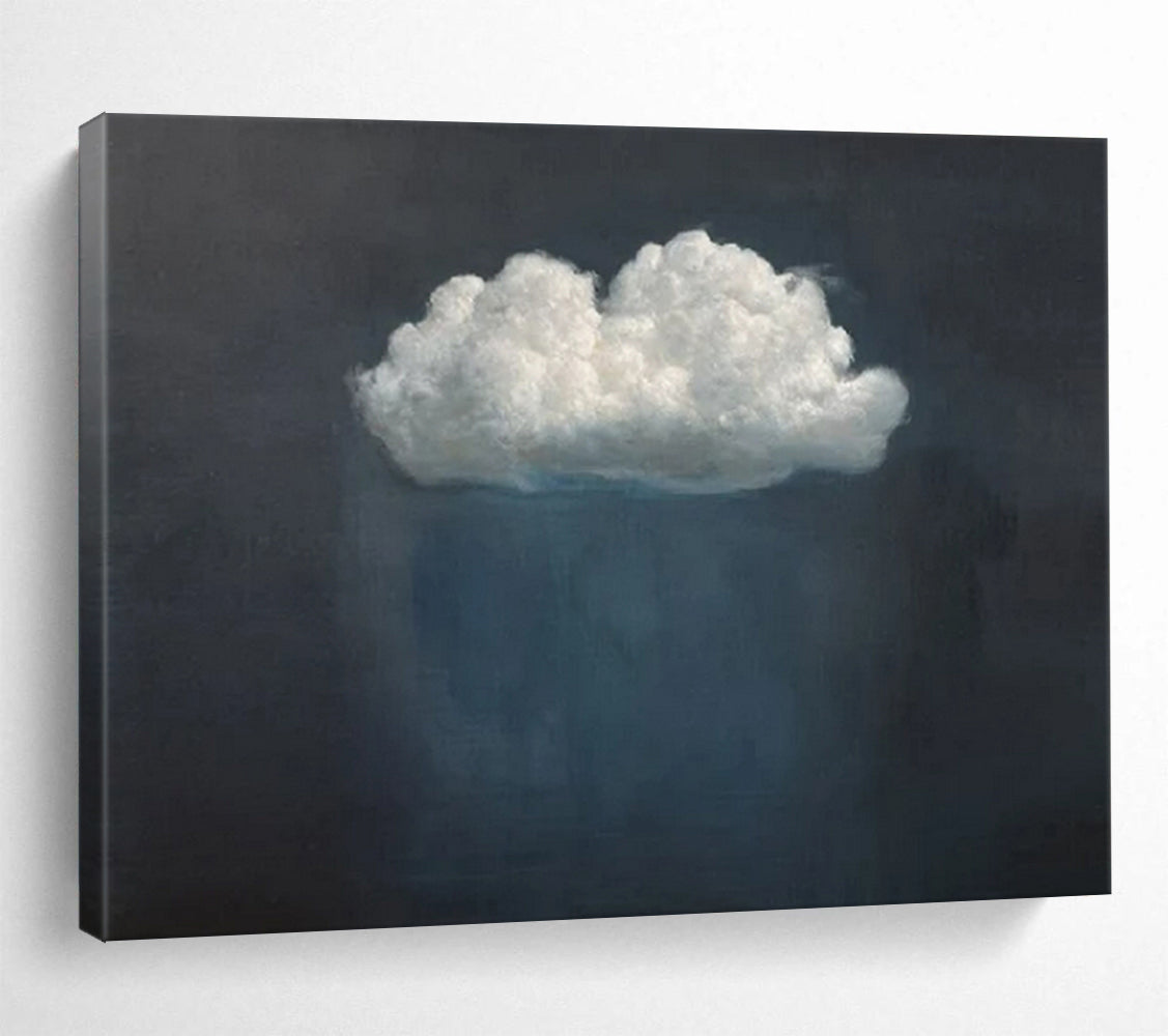 “White Cloud on Dark Blue” - Dreamy Simplicity Painting On Canvas PT1524