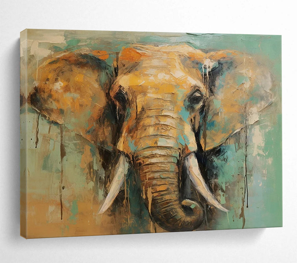 “Colorful Elephant Portrait” - Expressive Wildlife Painting On Canvas PT083