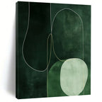 Green and White Abstract Lines, "Emerald Curves" – Abstract Line - Art Painting On Canvas PS0937