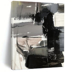 “Grey - Black Abstract Shapes” - Cubist Abstract Painting On Canvas PT1263