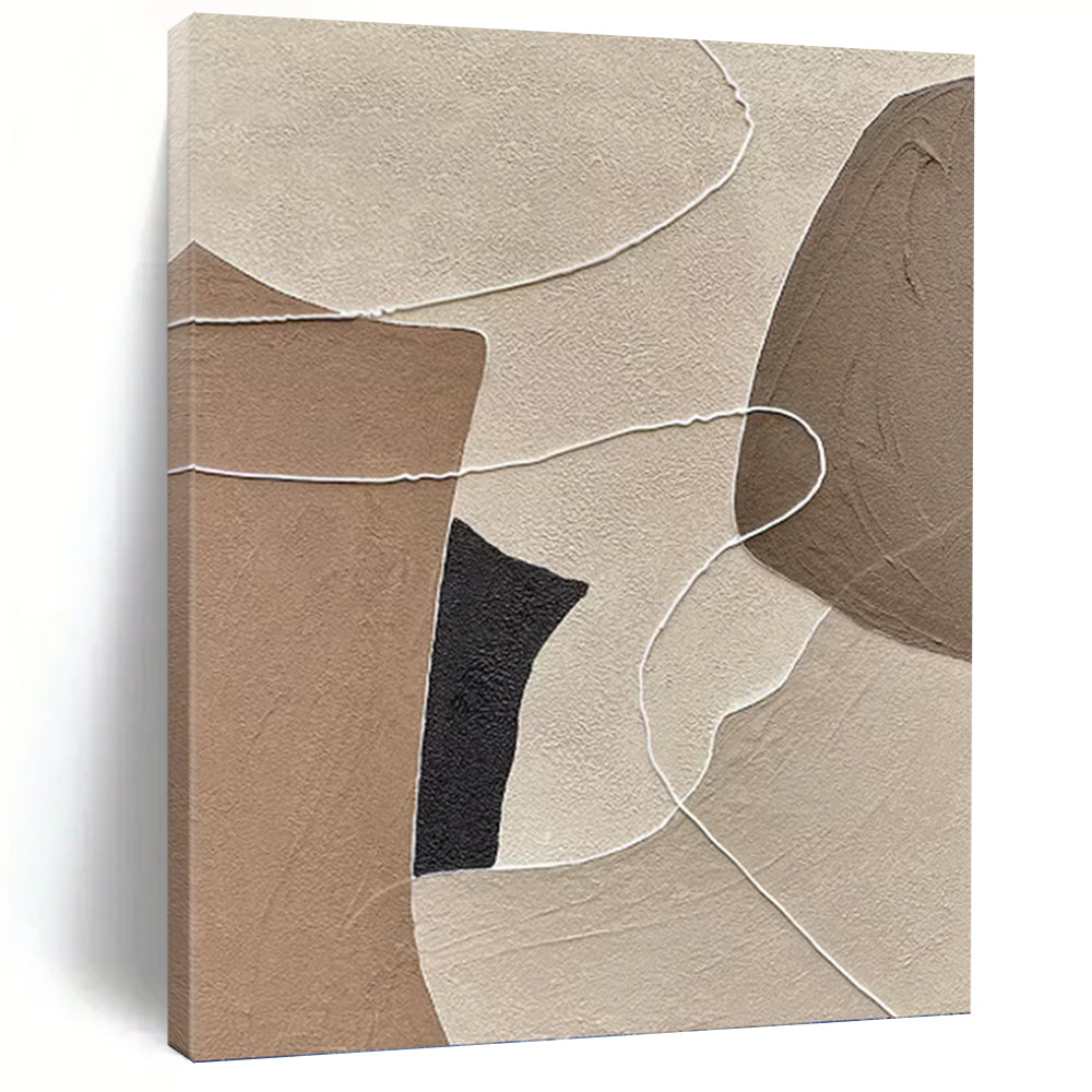 “Neutral Shape - Line Abstract” - Minimalist Abstract Painting On Canvas PT1313