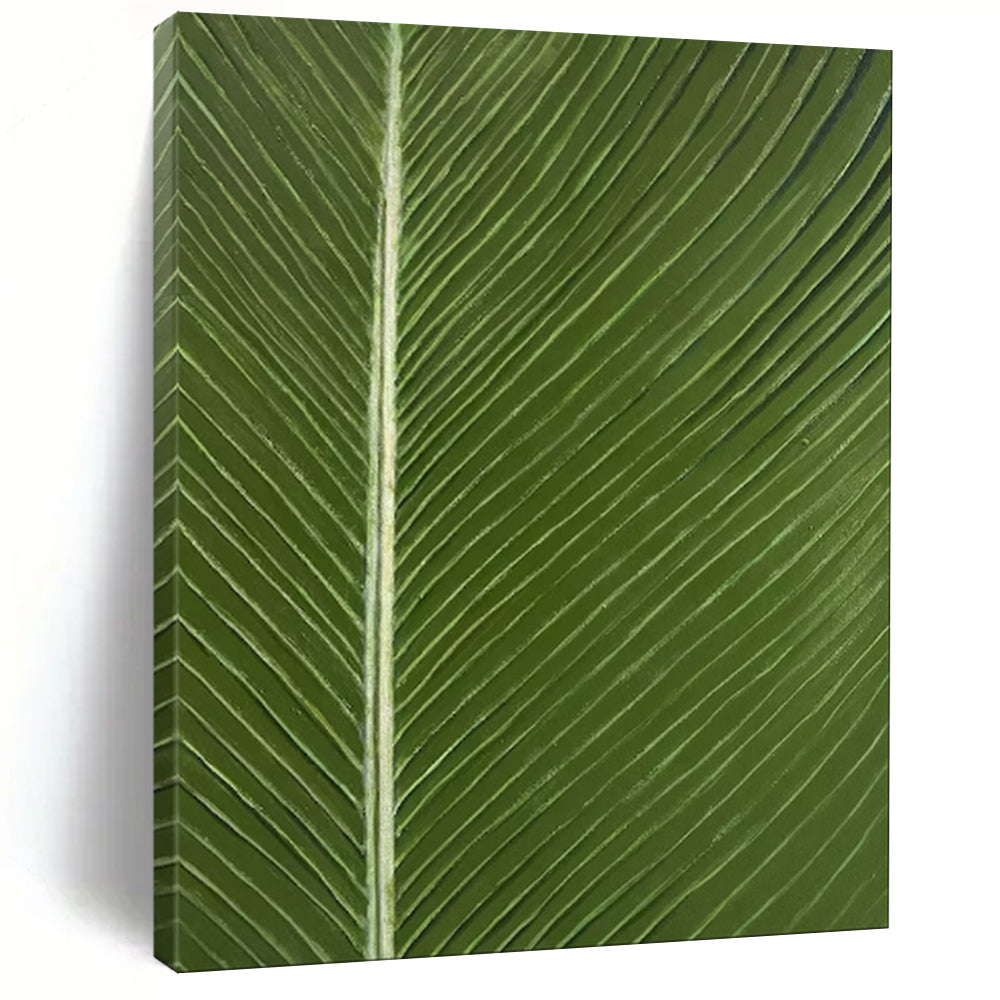 “Green Leaf Texture” - Realistic Botanical Painting On Canvas PT1977