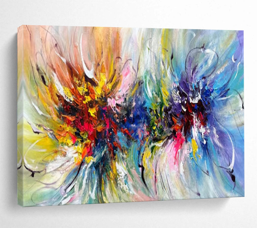 “Colorful Swirling Florals” - Abstract Expressionist - Painting On Canvas PT1776