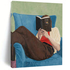 “Reading Figure in Blue Chair” - Serene Figurative Painting On Canvas DS303