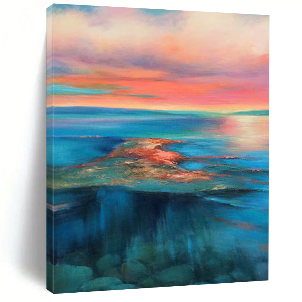 Colorful Sunset Sea Impressionistic Landscape Painting On Canvas DS051