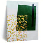 Green, Black, Yellow with Abstract Forms "Green Spark" Abstract Painting On Canvas PS1328