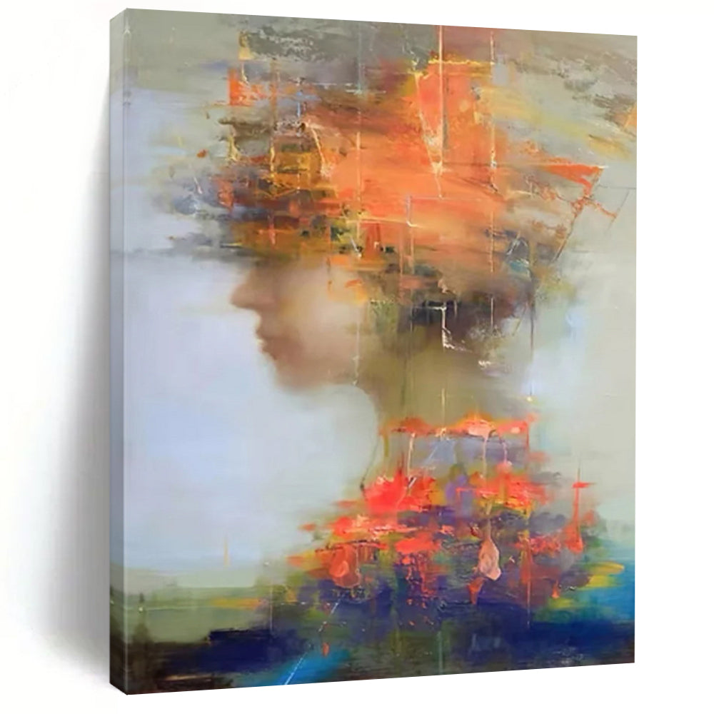 “Colorful Fragmented Portrait” - Vibrant Figurative Painting On Canvas DS318