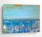 “Blue - hued Abstract Seascape” - Dreamy Impressionistic Painting On Canvas DKS389